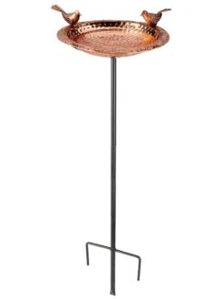 Pure Copper Bird Bath With Two Copper Birds And Multipronged Garden Pole -Eco Garden Shop 3 4 crop 8613378 06v