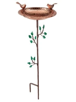Pure Copper Bird Bath With Two Copper Birds And Tree Multipronged Garden Pole -Eco Garden Shop 3 4 crop 8613379 04v