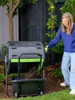 Maze 48 Gallon Compost Tumbler With Cart -Eco Garden Shop 3 4 crop 8613576 02V