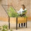 Elevated Planter Box And Space-Maker Pivoting Trellis Set, 2' X 4' -Eco Garden Shop 8590247 492 cedar planter box with trellis tif 1