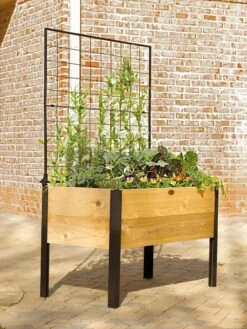 Elevated Planter Box And Space-Maker Pivoting Trellis Set, 2' X 4' -Eco Garden Shop 8590247 550 tif 1