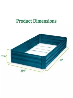 Demeter Corrugated Metal Raised Bed, 34" X 68" -Eco Garden Shop 8594183 dims GSC