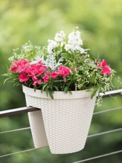 Weave Round Railing Planter, 11" -Eco Garden Shop 8598370 8580 tif