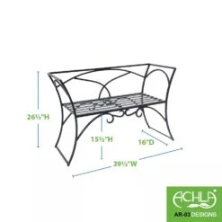 Achla Designs Wrought Iron Arbor Bench With Back -Eco Garden Shop 8598749 03V tif