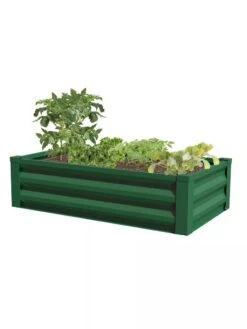 Powder-Coated Metal Raised Garden Bed, 24" X 48" -Eco Garden Shop 8599393 02V powder coated metal raised garden bed 24x49 forest green