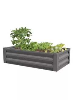 Powder-Coated Metal Raised Garden Bed, 24" X 48" -Eco Garden Shop 8599393 03 powder coated metal raised garden bed 24x50 gray