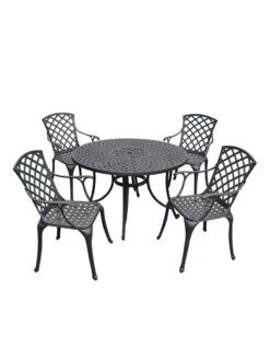 Crosley Sedona Five-Piece Outdoor Dining Set With High Back Armchairs -Eco Garden Shop 8599666 01v crosley sedona five piece outdoor dining set with high back arm chairs 48 inch black