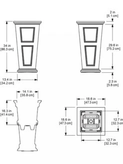 Fairfield Self-Watering Tall Patio Planters, 34” -Eco Garden Shop 8600109 11V tif