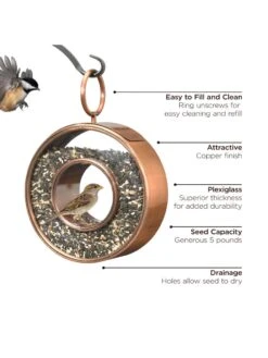 Fly-Thru™ Bird Feeder With Copper Finish -Eco Garden Shop 8600193 03v