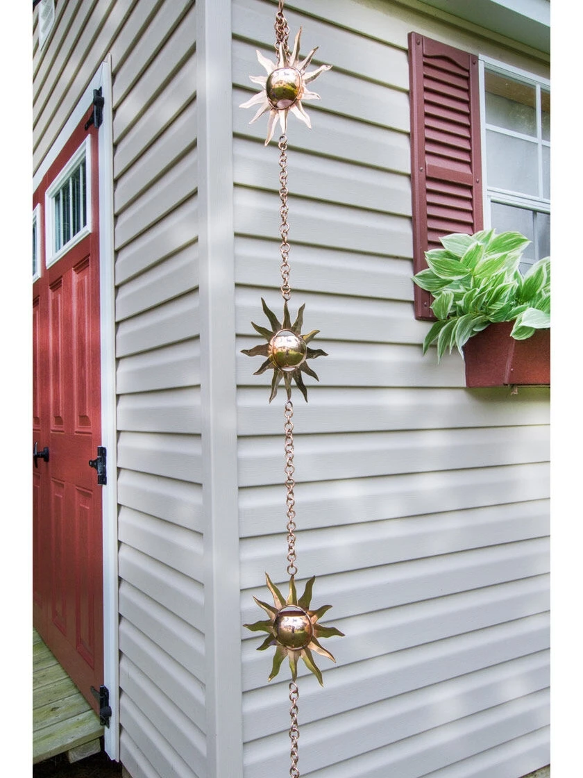 Sun Pure Copper Rain Chain, 8-1/2' 5 Sun Pure Copper Rain Chain, 8-1/2' - Image 3