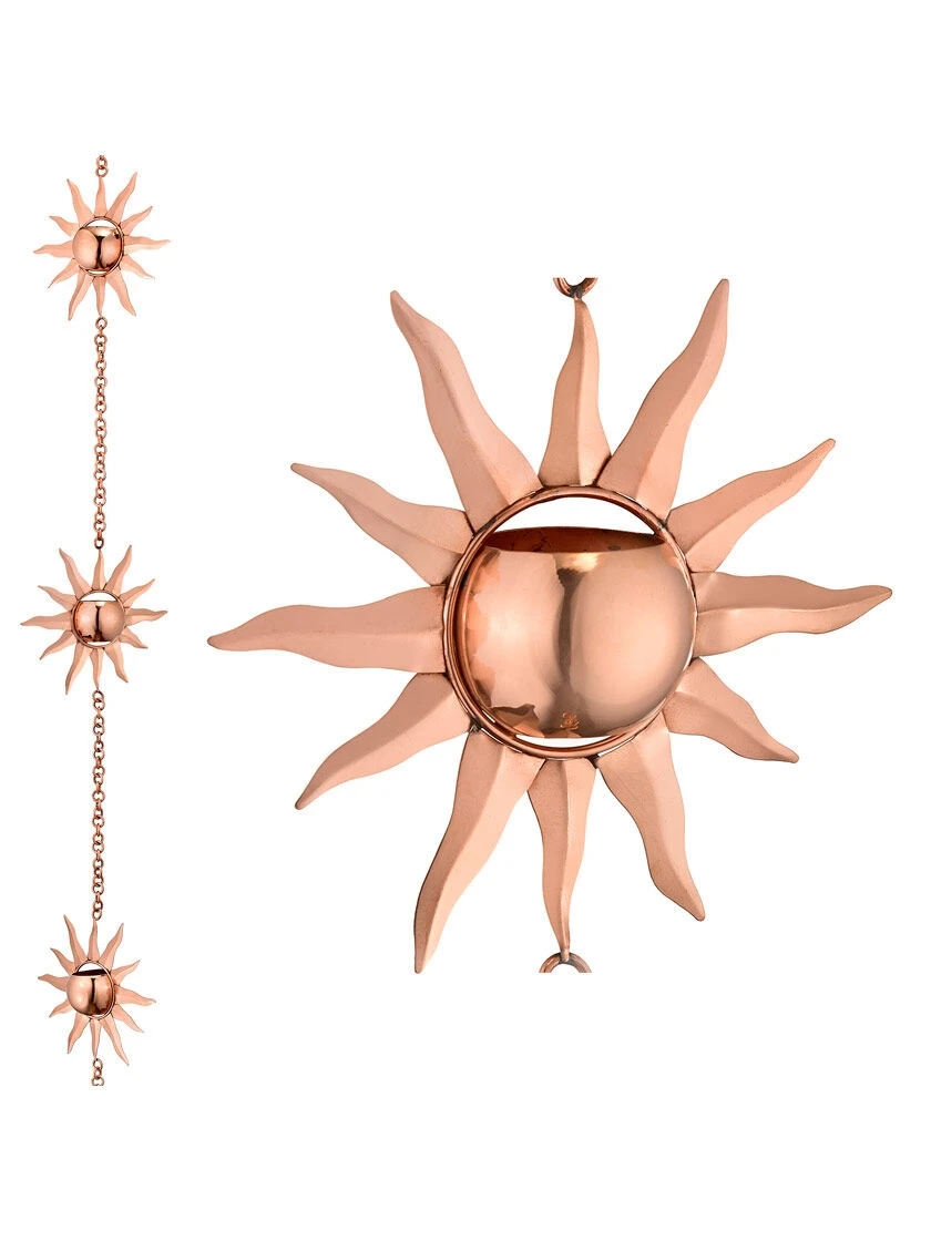 Sun Pure Copper Rain Chain, 8-1/2' 6 Sun Pure Copper Rain Chain, 8-1/2' - Image 4
