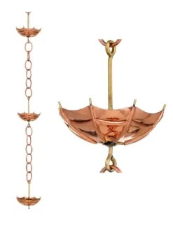 Umbrella Pure Copper Rain Chain, 8.5' -Eco Garden Shop 8600208 03v