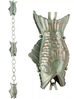 Fish Pure Copper Rain Chain, 8.5' -Eco Garden Shop 8600209 07V tif