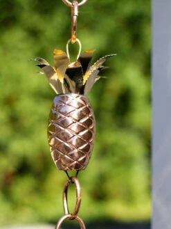 Pineapple Pure Copper Rain Chain, 8.5' -Eco Garden Shop 8600210 02v