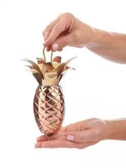 Pineapple Pure Copper Rain Chain, 8.5' -Eco Garden Shop 8600210 03v