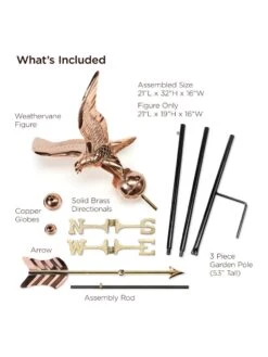 Eagle Garden Copper Weathervane With Pole -Eco Garden Shop 8600279 01v