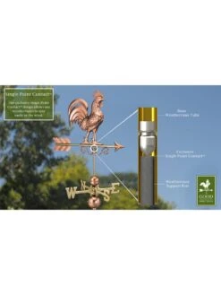 Bantam Rooster Copper Weathervane -Eco Garden Shop 8600280 03v