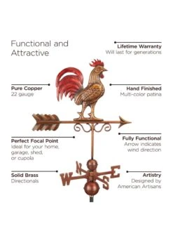 Bantam Rooster Copper Weathervane -Eco Garden Shop 8600280 05v