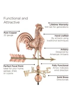 Rooster Copper Weathervane -Eco Garden Shop 8600283 02v