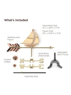 Sailboat Cottage Copper Weathervane With Roof Mount -Eco Garden Shop 8600347 01v