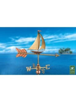 Sailboat Garden Copper Weathervane With Pole -Eco Garden Shop 8600347 03v sailboat cottage copper weathervane roof mount
