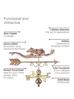 Little Mermaid Copper Weathervane -Eco Garden Shop 8600350 04v