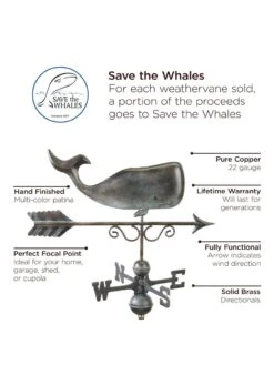 Save The Whales™ Copper Weathervane -Eco Garden Shop 8600371 01v
