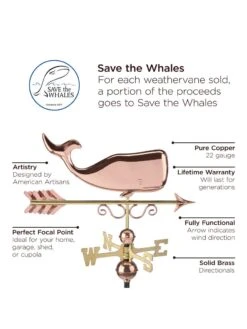 Save The Whales™ Copper Weathervane -Eco Garden Shop 8600371 04v