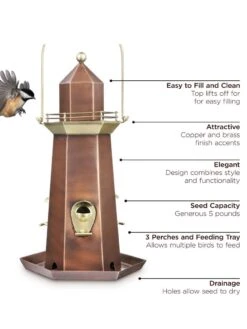 Lighthouse Bird Feeder 12 Lighthouse Bird Feeder -Eco Garden Shop 8609055 05v