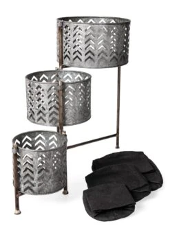 Galvanized Grow Bag Triple Planters With Stand -Eco Garden Shop 8609180 4817 tif