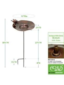 Achla Designs Antiqued Birdbath With Birds And Stake -Eco Garden Shop 8609294 05v