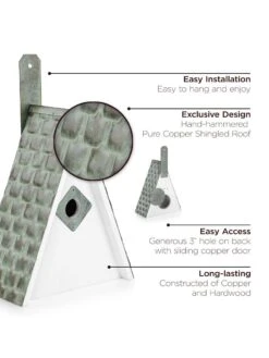 Swiss Chalet Bird House With Verdigris Copper Roof -Eco Garden Shop 8609501 03v