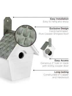 Classic Cottage Bird House With Verdigris Copper Roof -Eco Garden Shop 8609893 03v