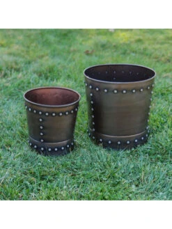 Riveted Planters, Set Of 2 -Eco Garden Shop 8610032 01v