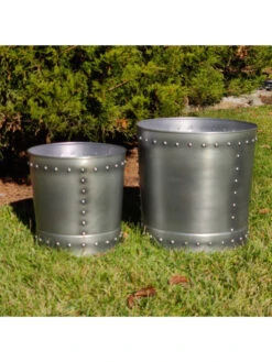 Riveted Planters, Set Of 2 -Eco Garden Shop 8610081 06v