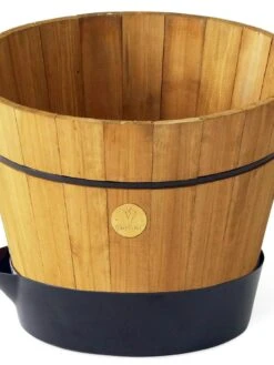 VegTrug® Build-a-Barrel Wooden Planter With Self-Watering Reservoir Tray, 18" -Eco Garden Shop 8610253 01V tif