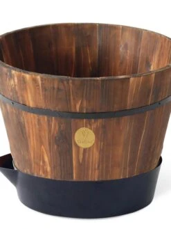 VegTrug® Build-a-Barrel Wooden Planter With Self-Watering Reservoir Tray, 18" -Eco Garden Shop 8610253 06V tif