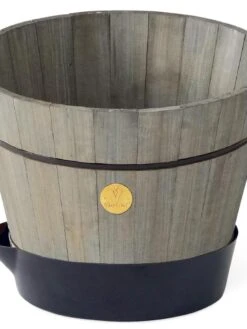 VegTrug® Build-a-Barrel Wooden Planter With Self-Watering Reservoir Tray, 18" -Eco Garden Shop 8610253 08V tif