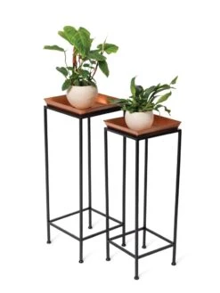 Square Nesting Plant Stands With Trays, Set Of 2 11 Square Nesting Plant Stands With Trays, Set Of 2 -Eco Garden Shop 8611014 2872 tif