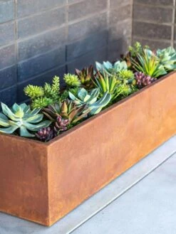 Veradek Metallic Series Corten Steel Window Box Planter, 36" -Eco Garden Shop 8611609 02V tif