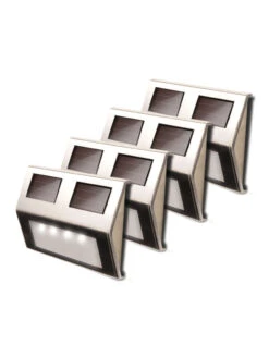 MAXSA® Solar-Powered Metal Deck Light, Set Of 4 17 MAXSA® Solar-Powered Metal Deck Light, Set Of 4 -Eco Garden Shop 8611691 ss 04v