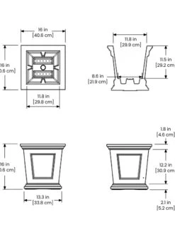 Fairfield Self-Watering Square Planter, 16” X 16” -Eco Garden Shop 8611695 19V tif