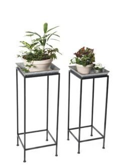 Square Nesting Plant Stands With Galvanized Trays, Set Of 2 -Eco Garden Shop 8611976 7298 tif