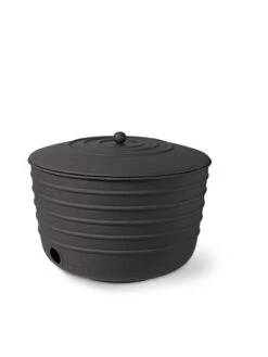 Matte Black Ribbed Hose Pot With Lid -Eco Garden Shop 8611991 5867 tif