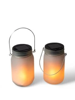 Solar Glass Jar Lantern, Set Of 2 -Eco Garden Shop 8612012 5856 tif