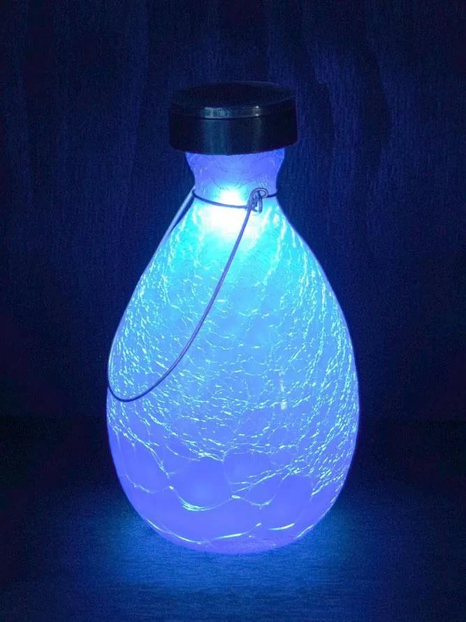 Achla Designs Solar Crackle Glass Vase Lantern 6 Achla Designs Solar Crackle Glass Vase Lantern - Image 4
