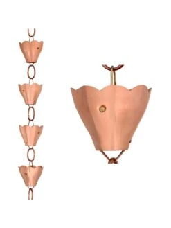 Tulip Pure Copper Rain Chain, 8.5' -Eco Garden Shop 8612740 03v