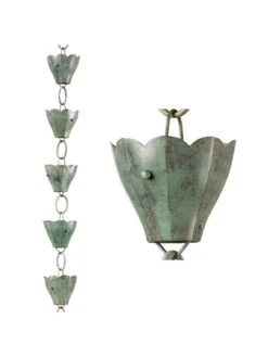 Tulip Pure Copper Rain Chain, 8.5' -Eco Garden Shop 8612740 06v