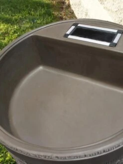 Round Rain Barrel With Planter, 35 Gallons -Eco Garden Shop 8612856WALNT 02V tif