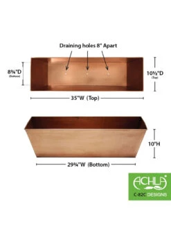 Achla Designs Plain Copper Plated Flower Box, Large 9 Achla Designs Plain Copper Plated Flower Box, Large -Eco Garden Shop 8612915 03v